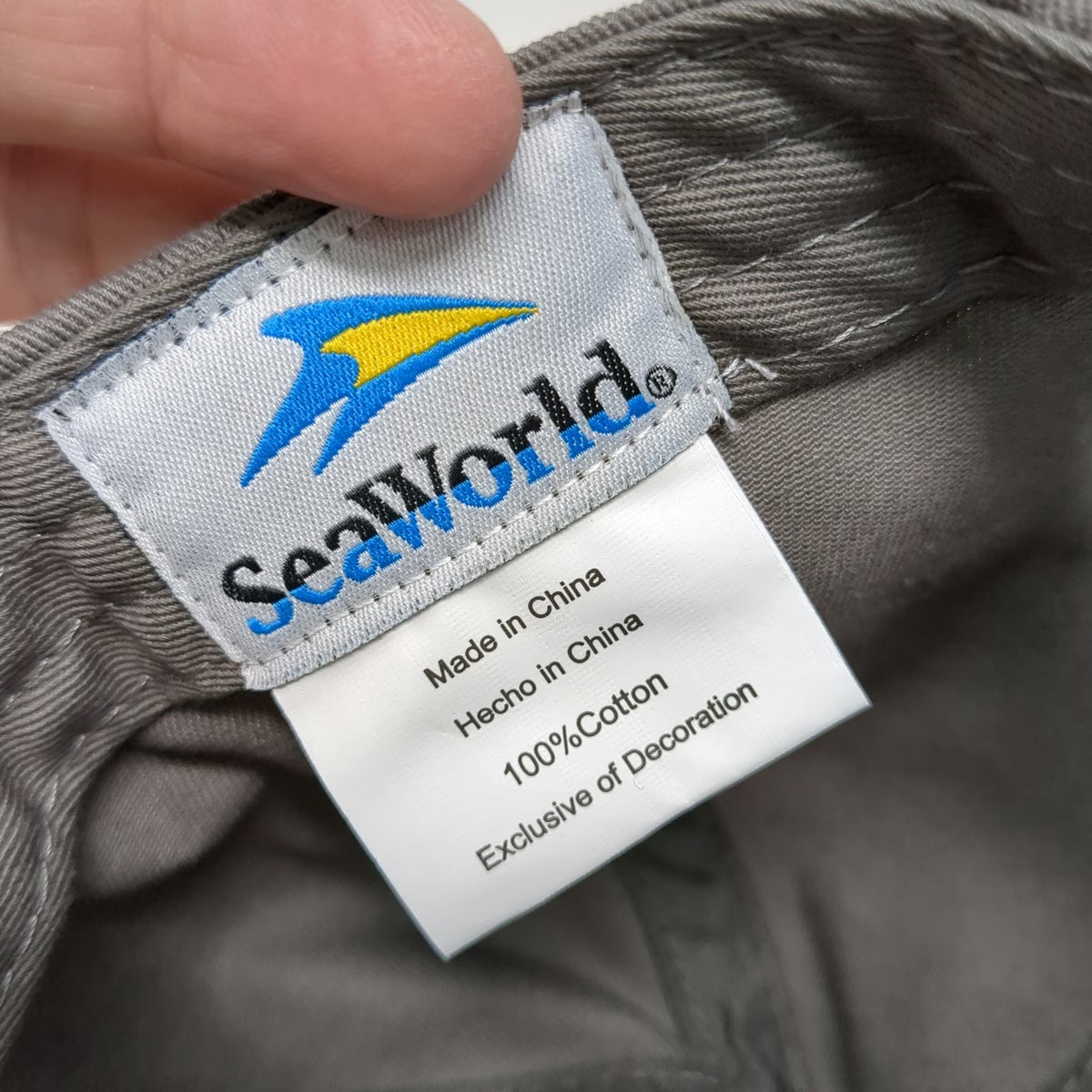 SeaWorld Baseball Cap Gray OSFM Shark Bitten Distressed Brim Shark Attack Hat