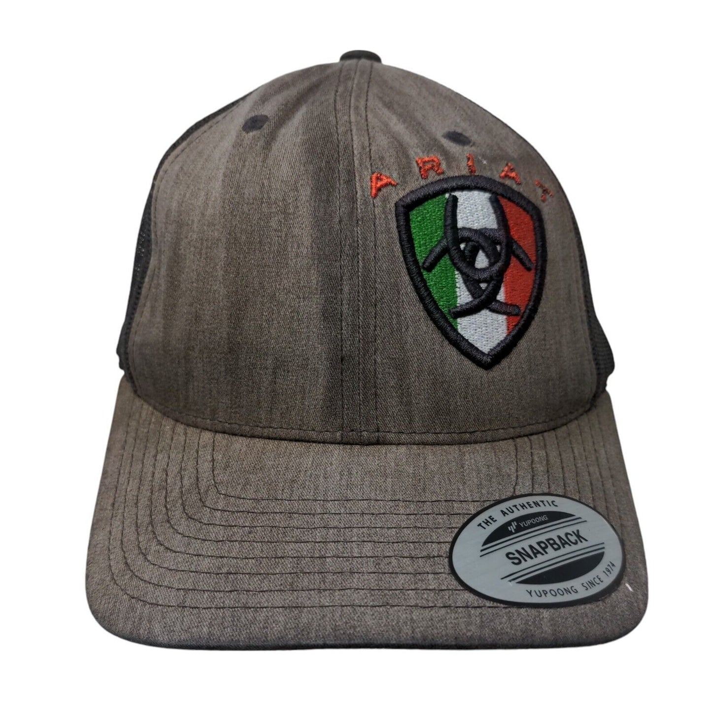 Ariat Snapback Mesh Back Trucker Hat Gray One Size Embroidered 6 Panel