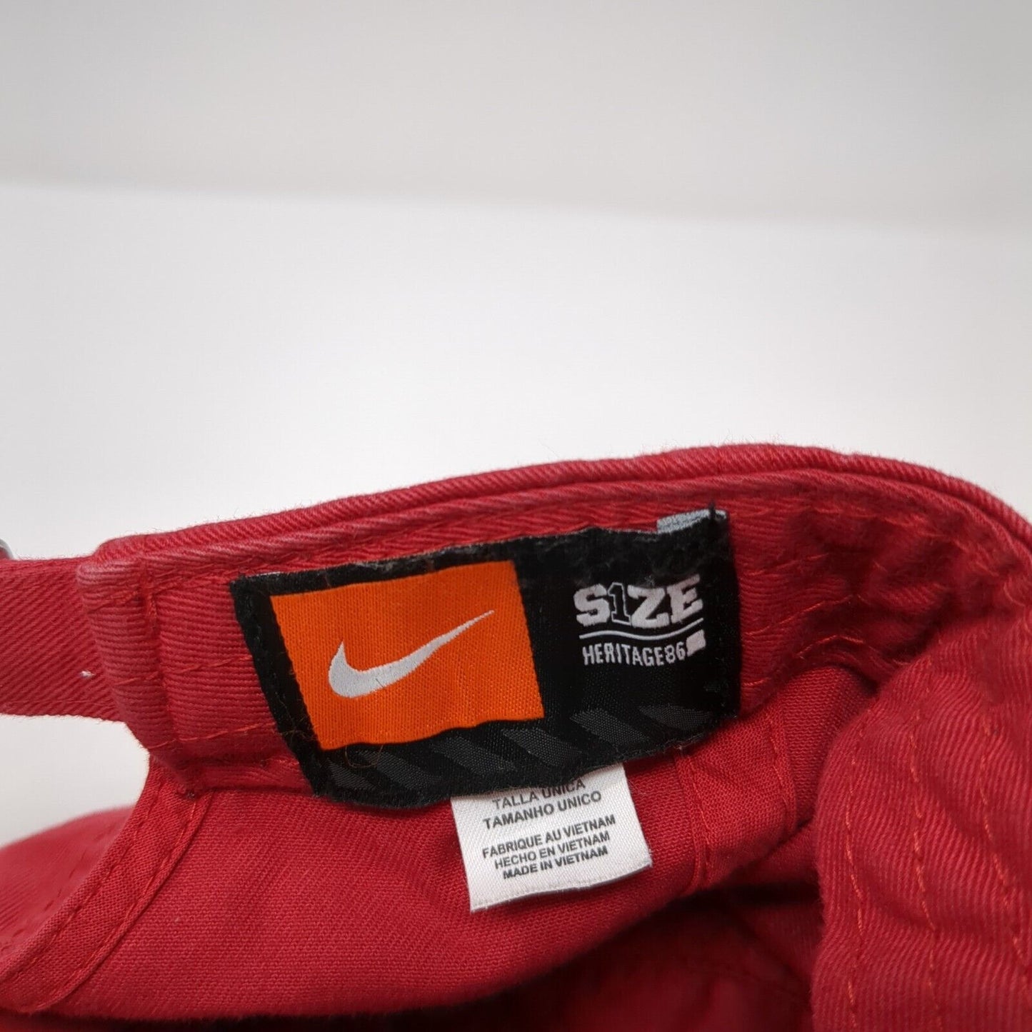 North Eastern Slideback Hat Red One Size Adjustable Nike Swoosh 6 Panel