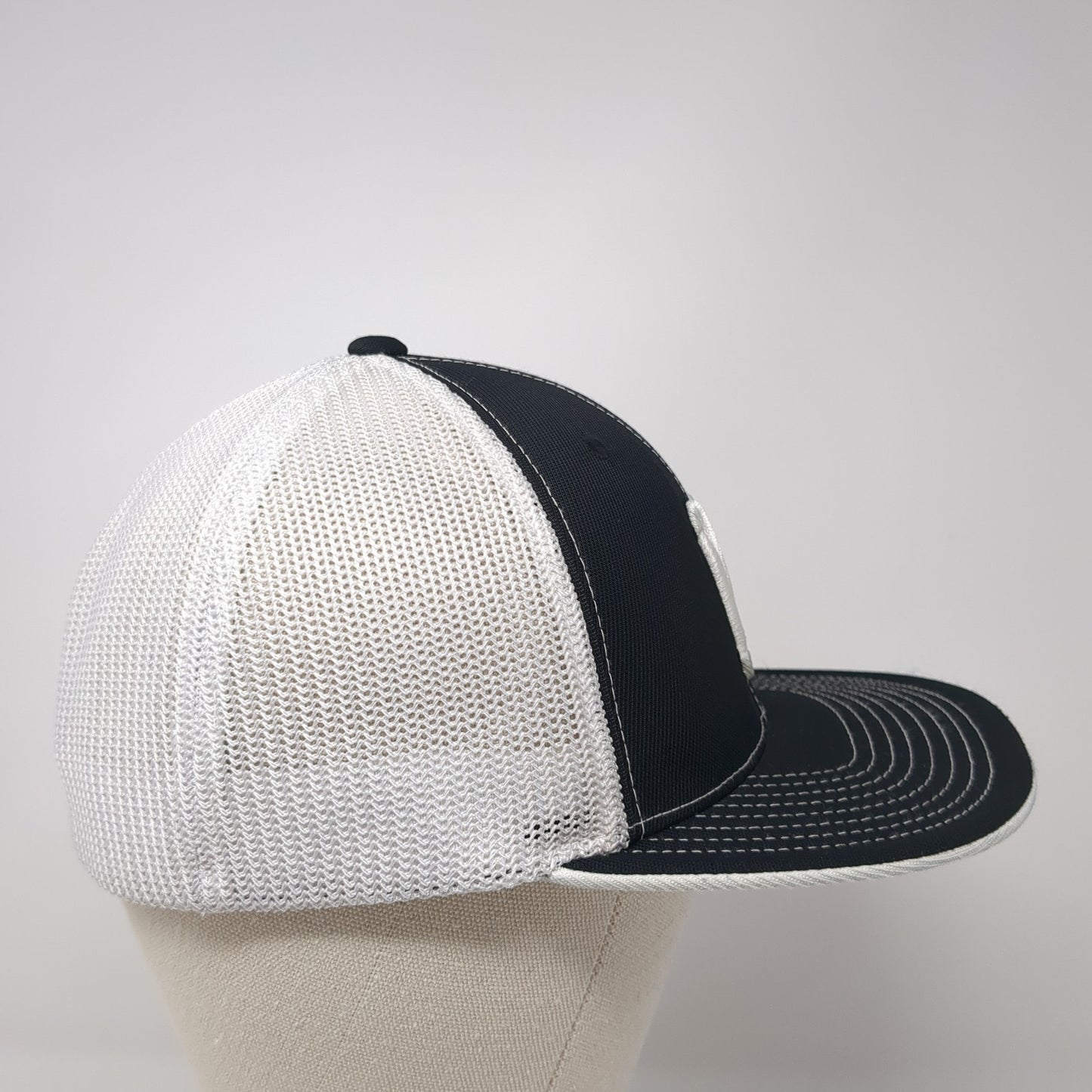 Letter N Fitted Mesh Back Trucker Hat Black 7 3/8 Stretch Colorblock