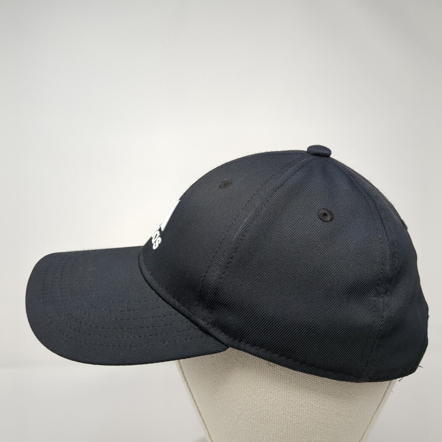 Adidas Strapback Hat Black One Size Adjustable 3 Stripes Logo 6 Panel