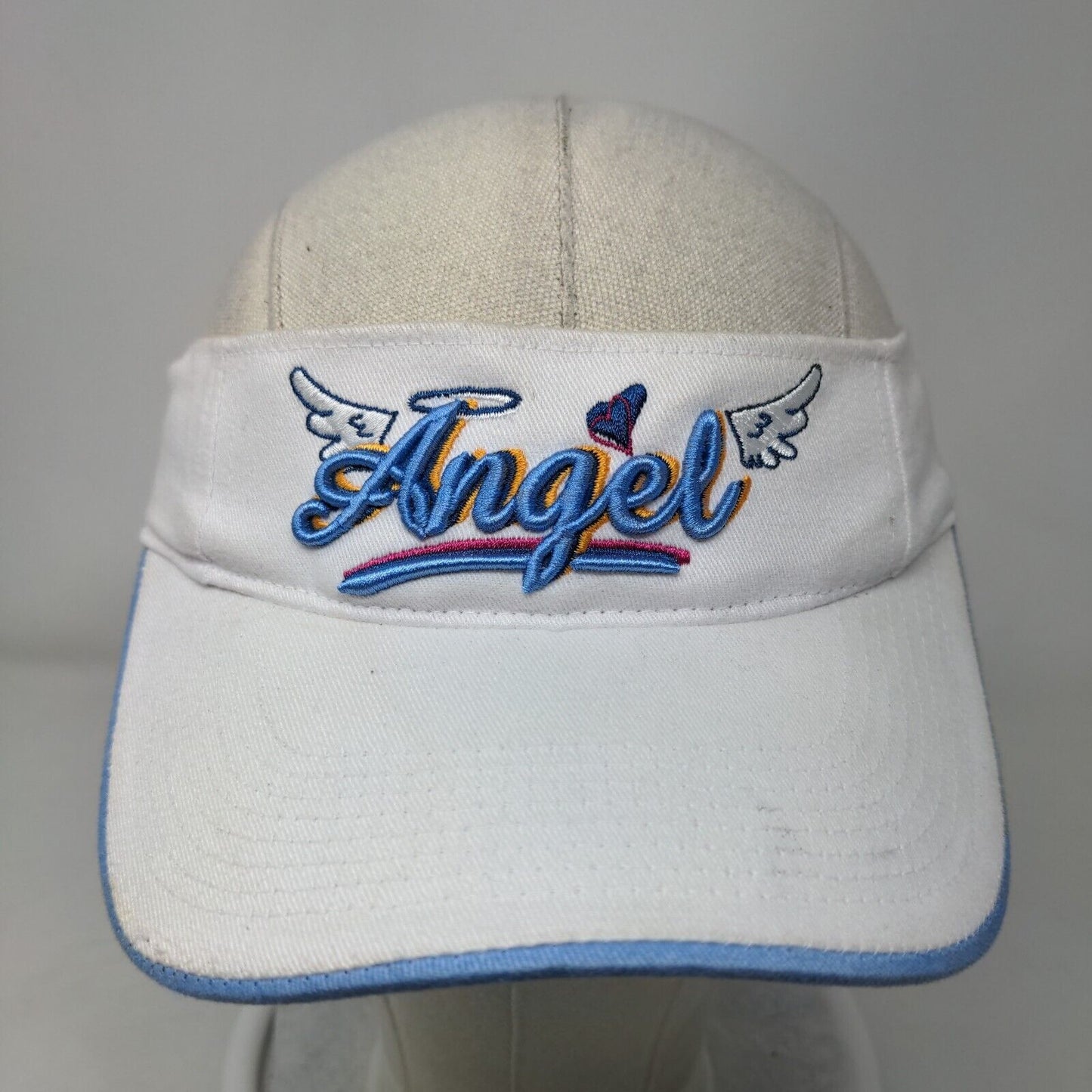 Angel Strapback Sun Visor Hat White One Size Embroidered New Vibe