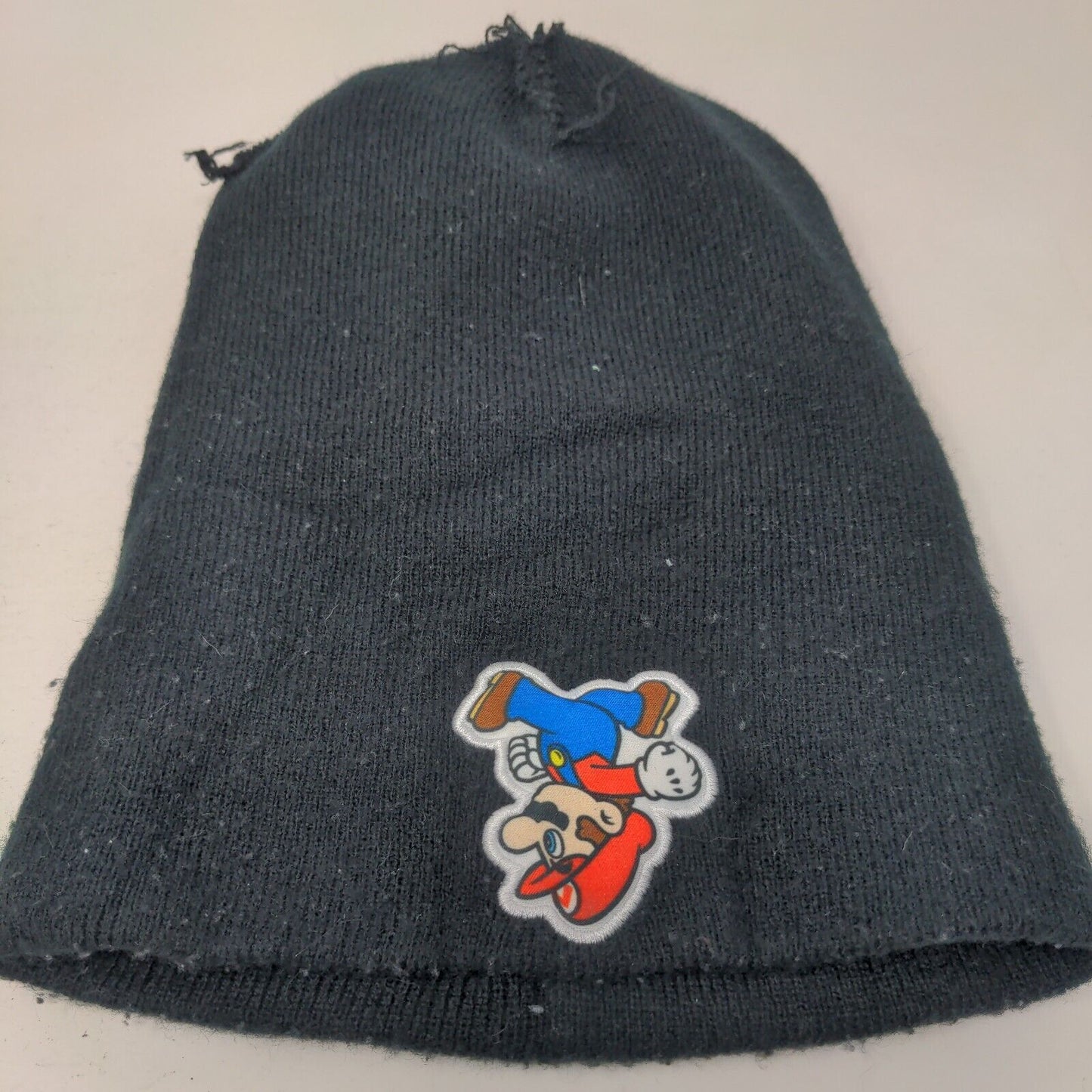 Super Mario Youth Beanie Hat Multicolor OSFM Patch Stretch Knitted Cuffed