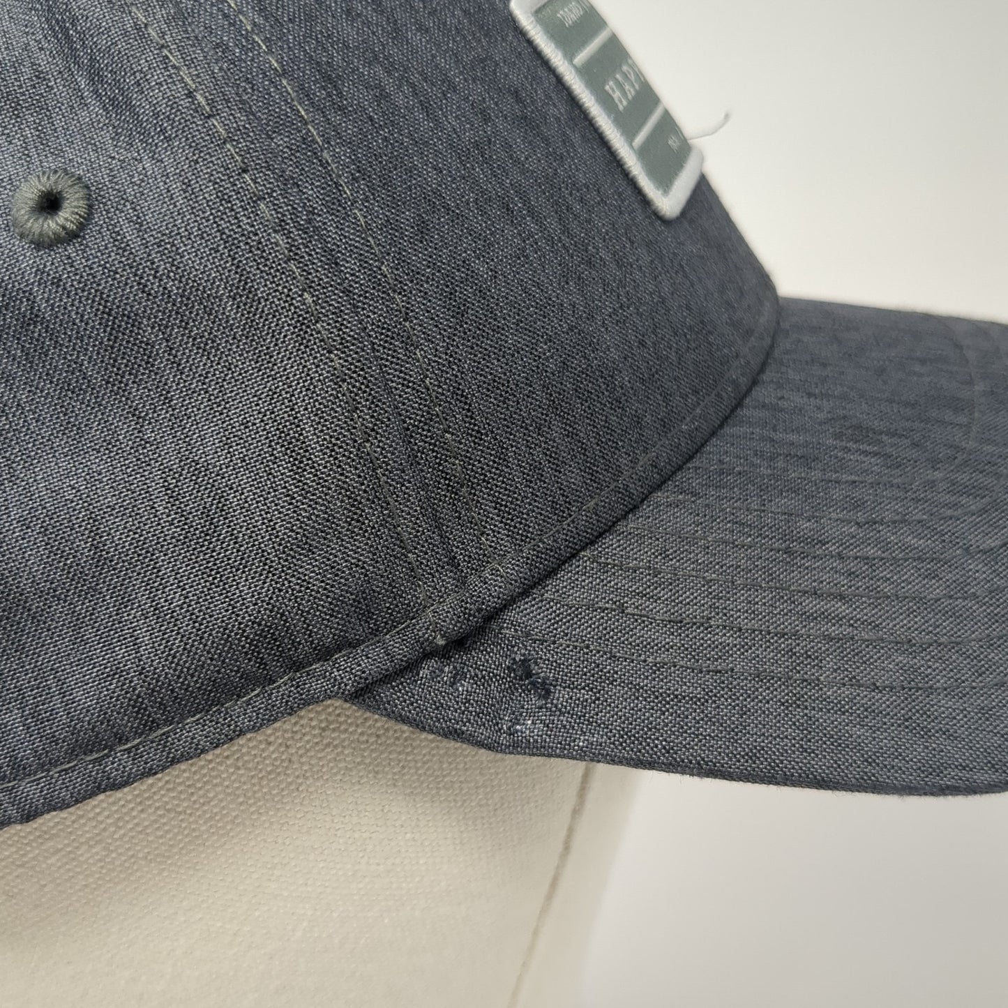 Happy Place Patch Strapback Hat Gray One Size Adjustable Mercantile 12