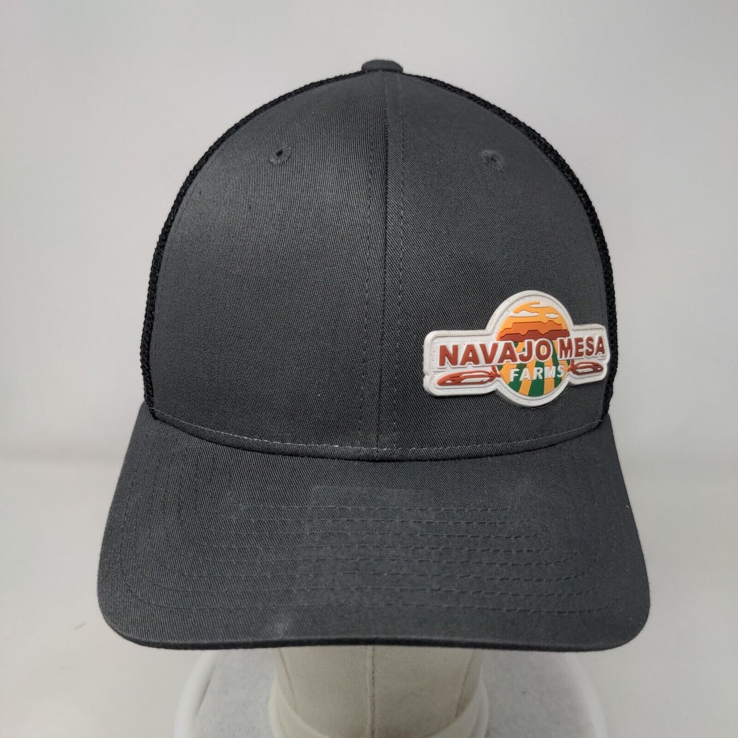 Navajo Mesa Farms Fitted Trucker Hat Gray S/M Flexfit Richardson