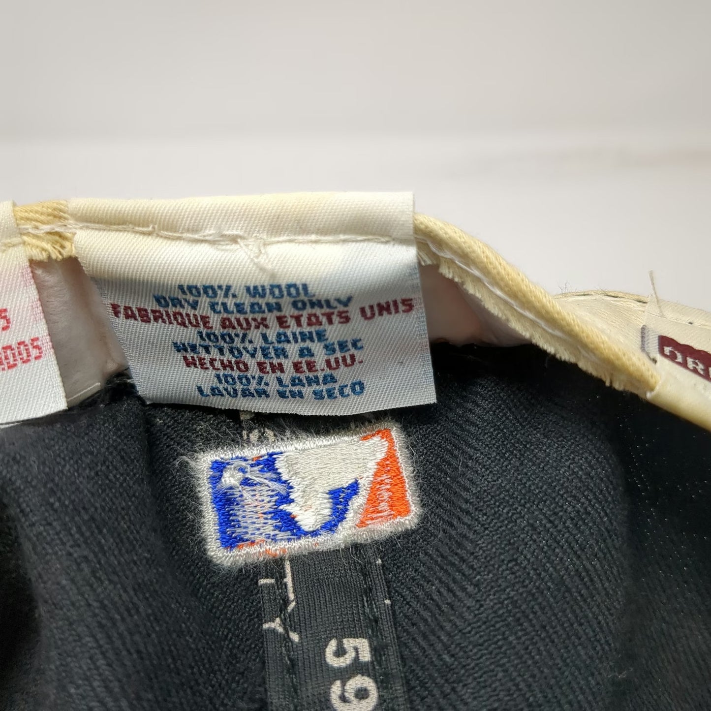 New Era Cap Black Blue 7 3/8 Mets World Series Side Patch Wool Hat Vintage 2000