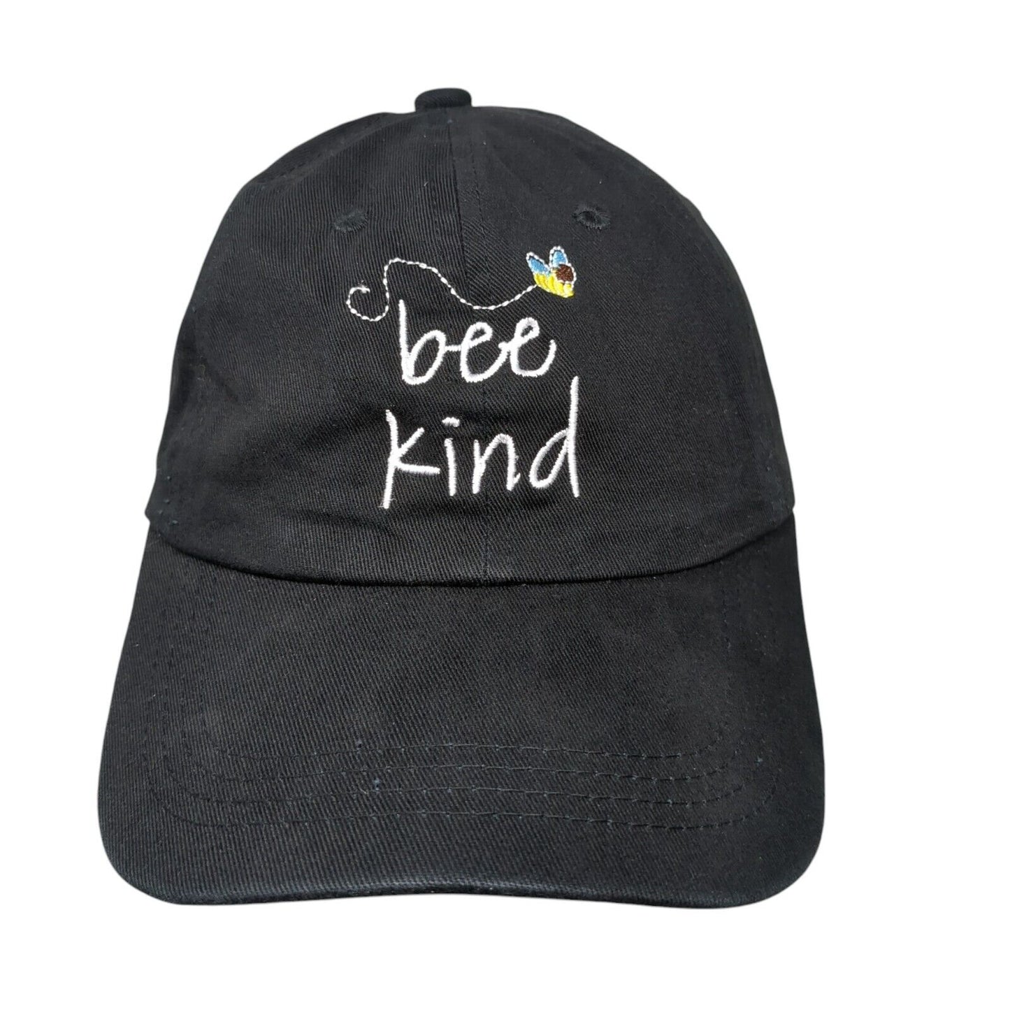 Bee Kind Slideback Hat Black OSFA Adjustable Embroidered 6 Panel