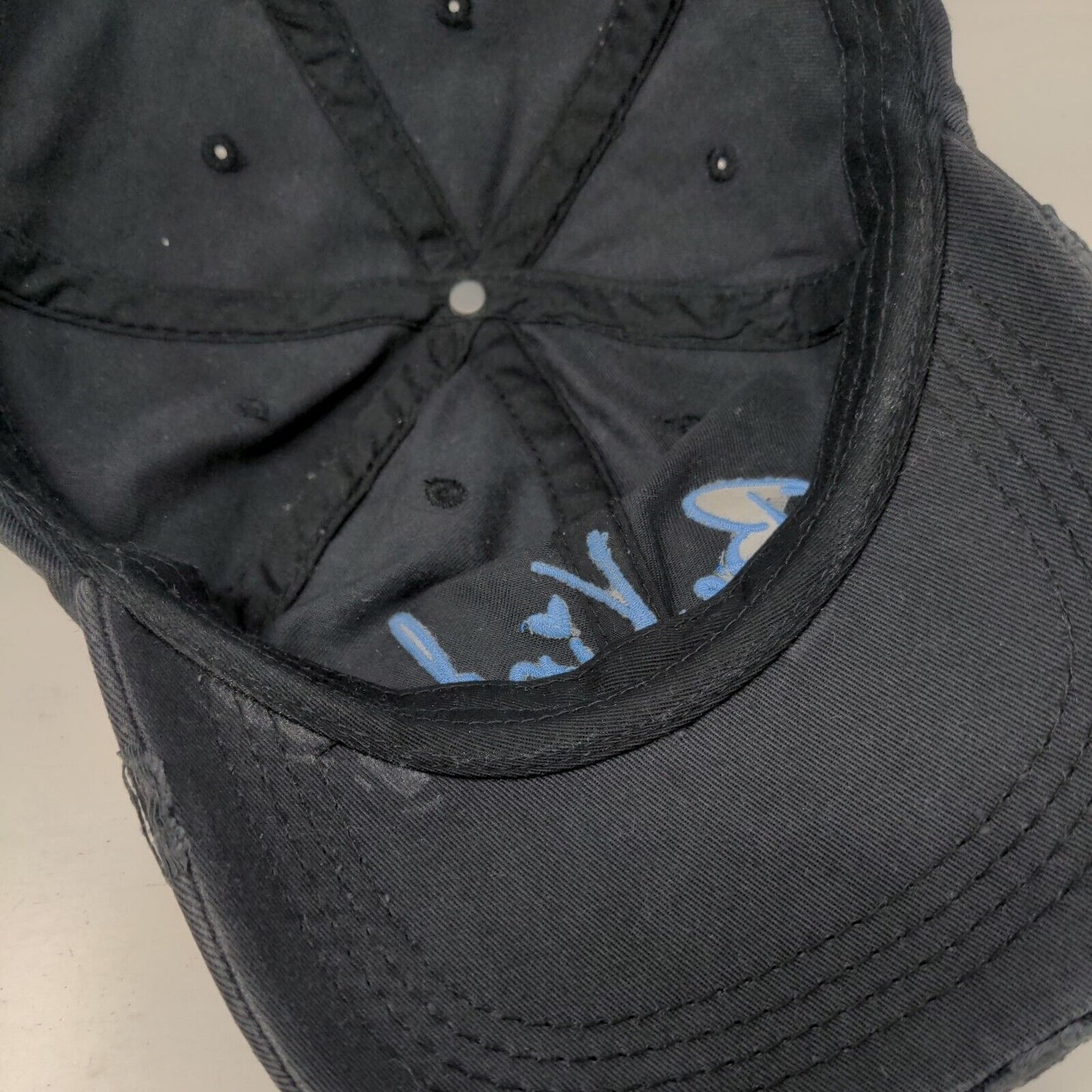 Be Kind Strapback Hat Blue One Size Embroidered 6 Panel Distressed
