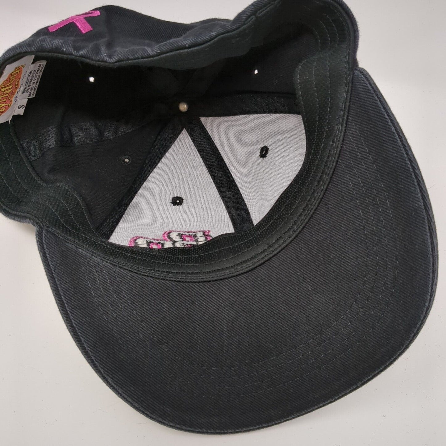 BB Pink Ribbon Cancer Awareness Fitted Hat Black Small Embroidered MyHatGuy.com