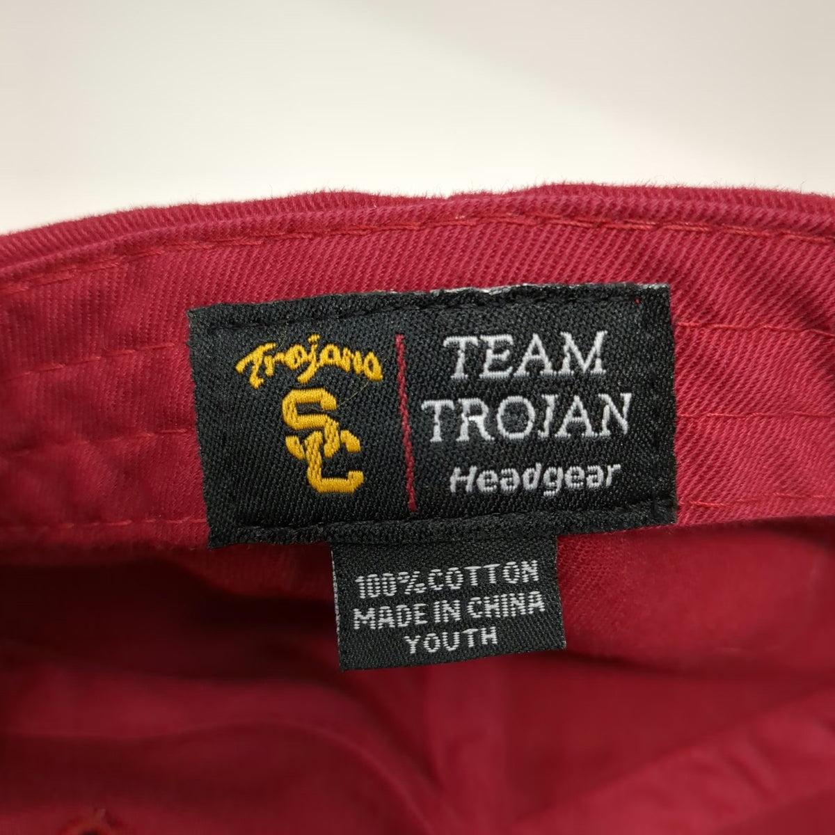Team Trojan USC Trojans NCAA Red Youth Hat Slideback Cotton Embroidered Logo SC