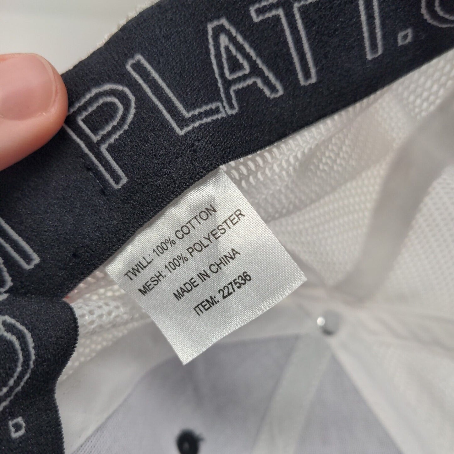 PLATT Fitted Trucker Hat Black OSFA Embroidered Vented Holes 6 Panel Mesh Back