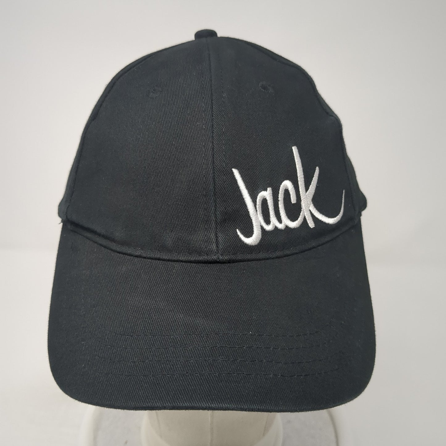 Jack Strapback Hat Black One Size Adjustable Embroidered Solid 6 Panel