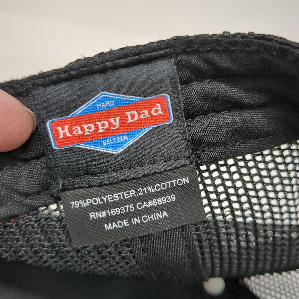 Happy Dad Trucker Hat Black One Size Hard Seltzer Patch Mesh Back Snapback