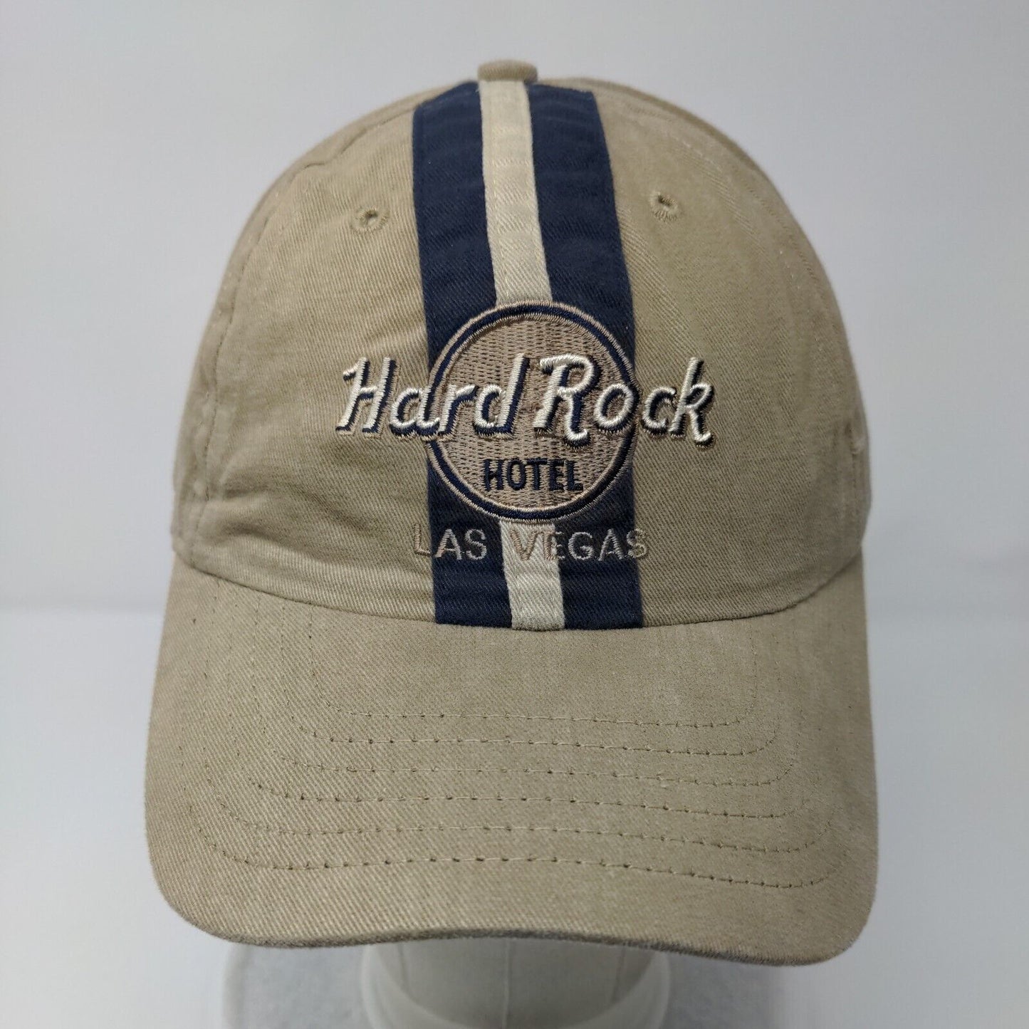 Hard Rock Hotel Las Vegas Snapback Hat Tan OSFA Striped Embroidered