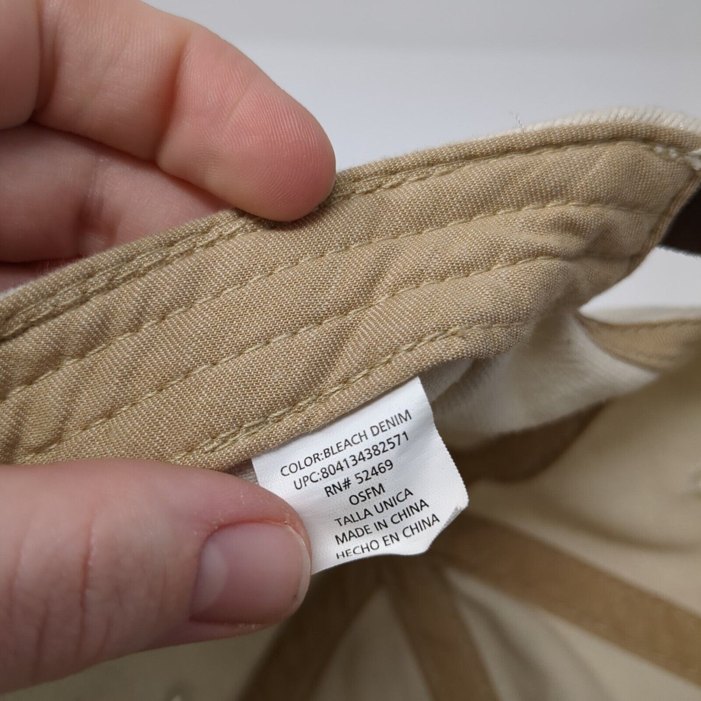 Unbranded Slideback Hat Tan One Size Adjustable Distressed Bleach Denim Blank