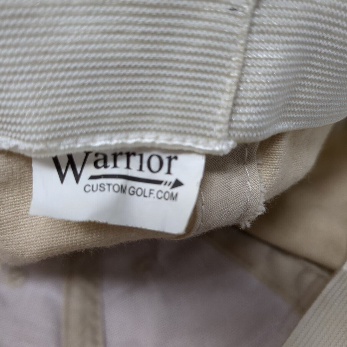 Warrior Custom Golf.Com Fitted Hat Tan One Size Embroidered Vented Holes 6 Panel