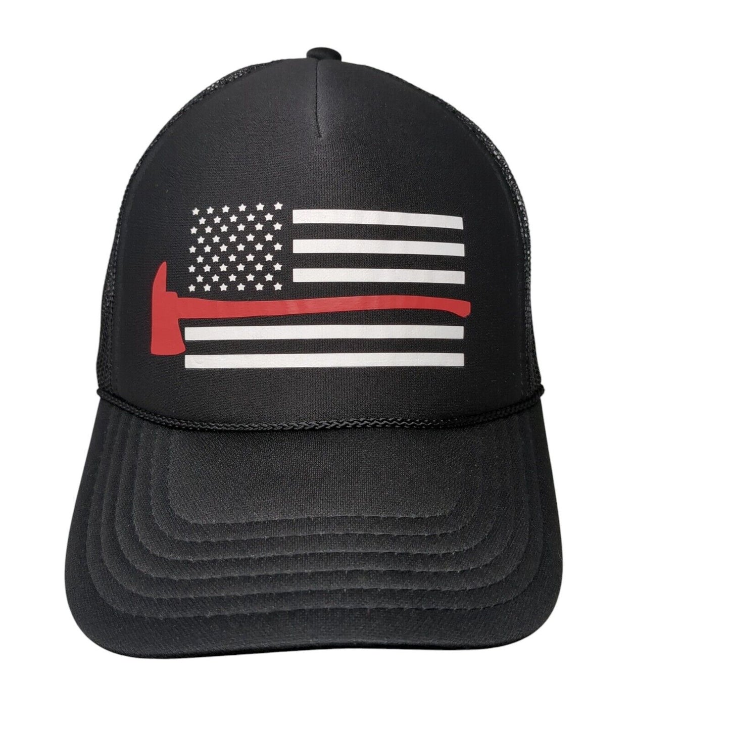 American Flag Snapback Trucker Hat Black OSFA Adjustable Mesh Back Rope Otto