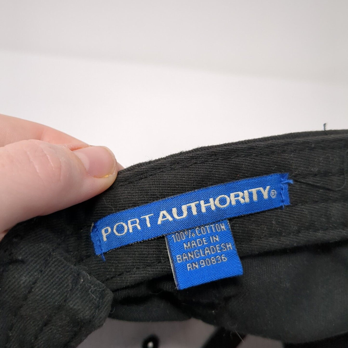 ADM Strapback Hat Black One Size Adjustable Embroidered Port Authority