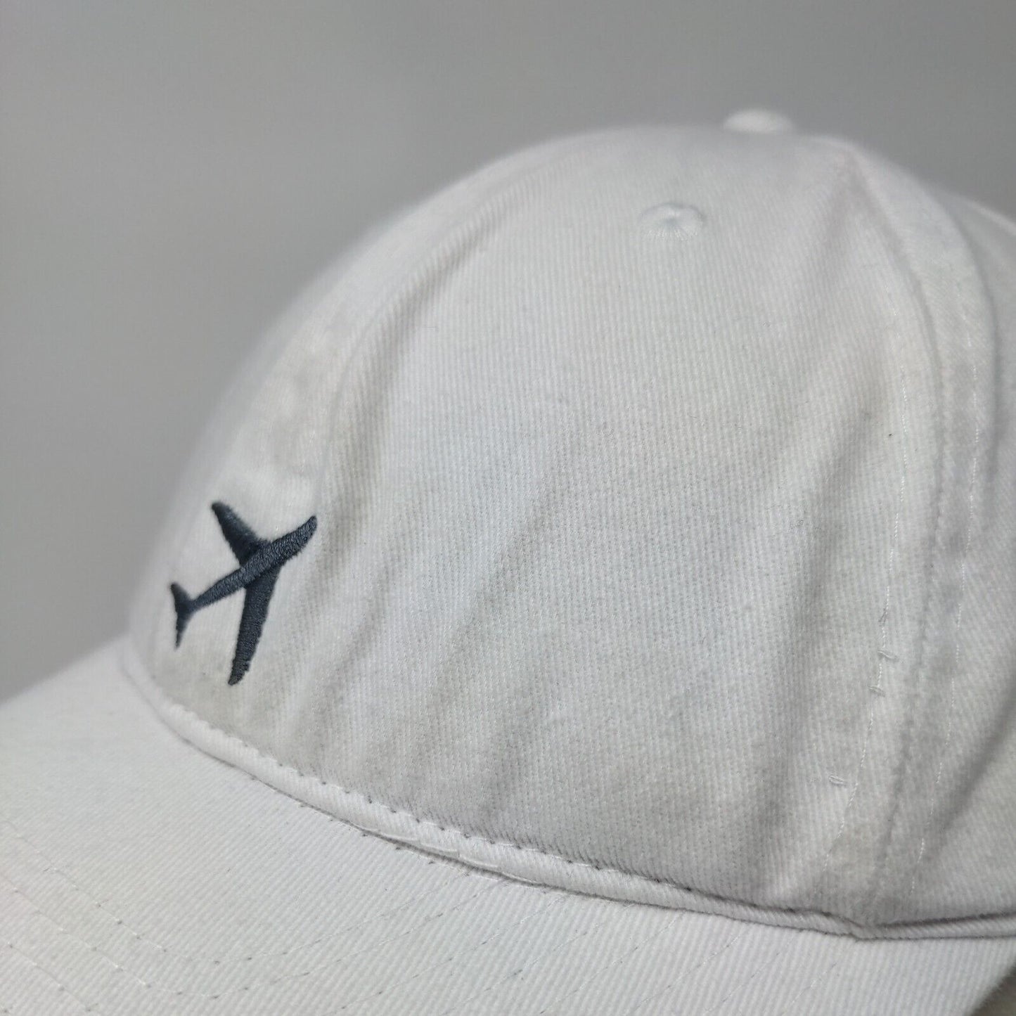 Airplane Travel More Slideback Hat White OSFM Adjustable Embroidered