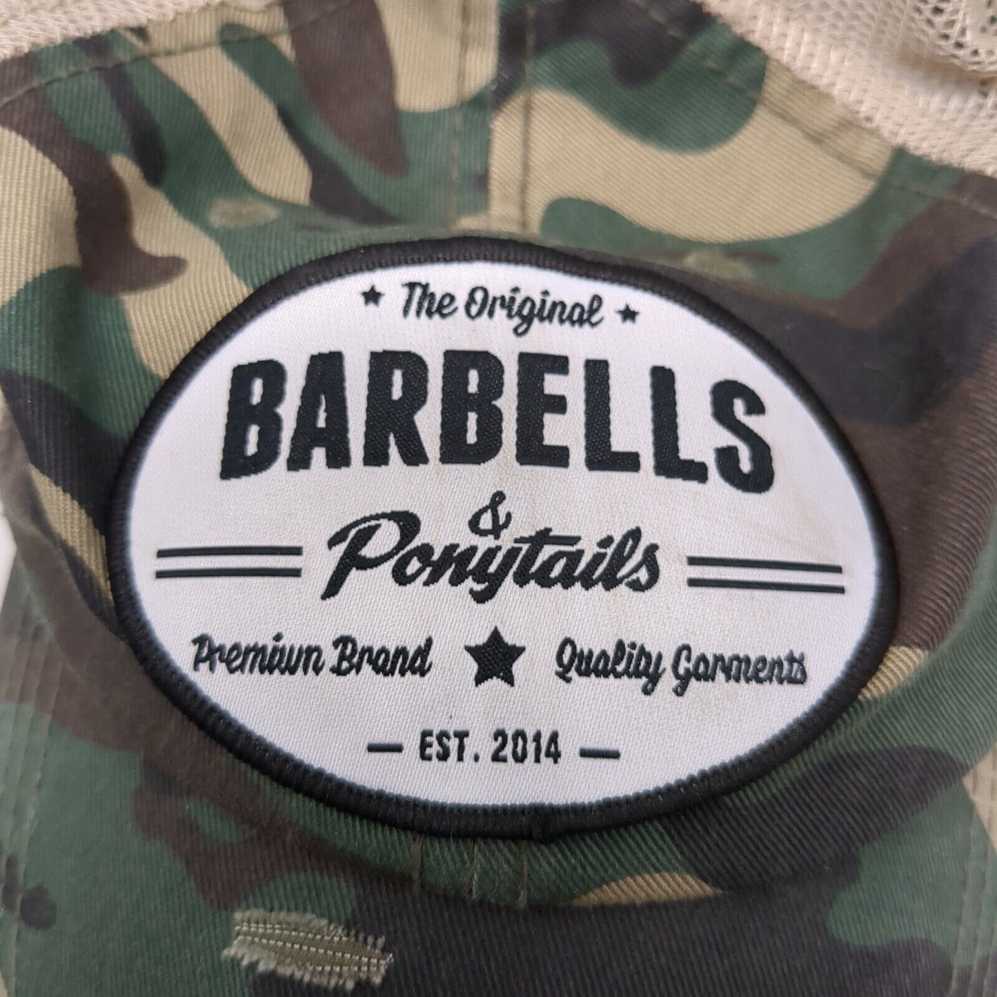 Barbells & Ponytails Women's Strapback Trucker Hat Camo OSFA KB ETHOS