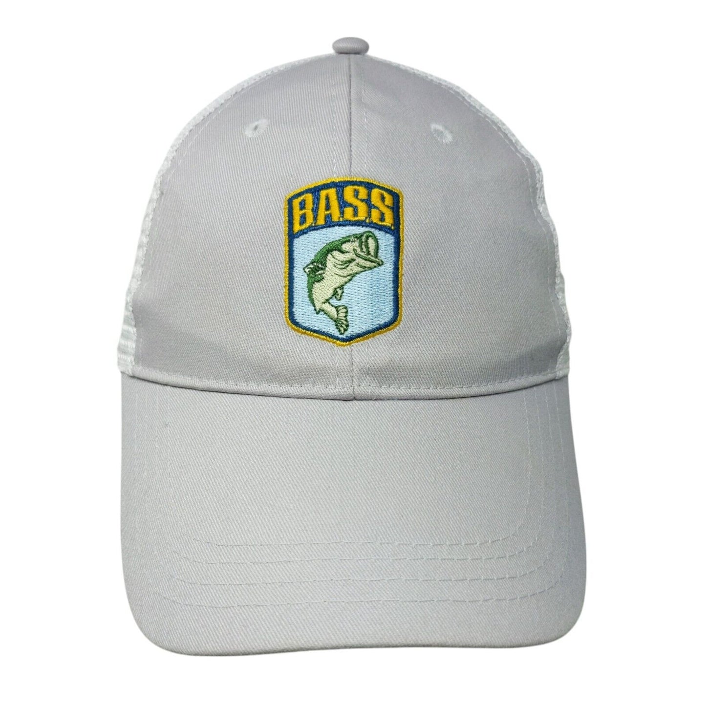 Bass Strapback Mesh Back Trucker Hat Gray One Size Embroidered Member