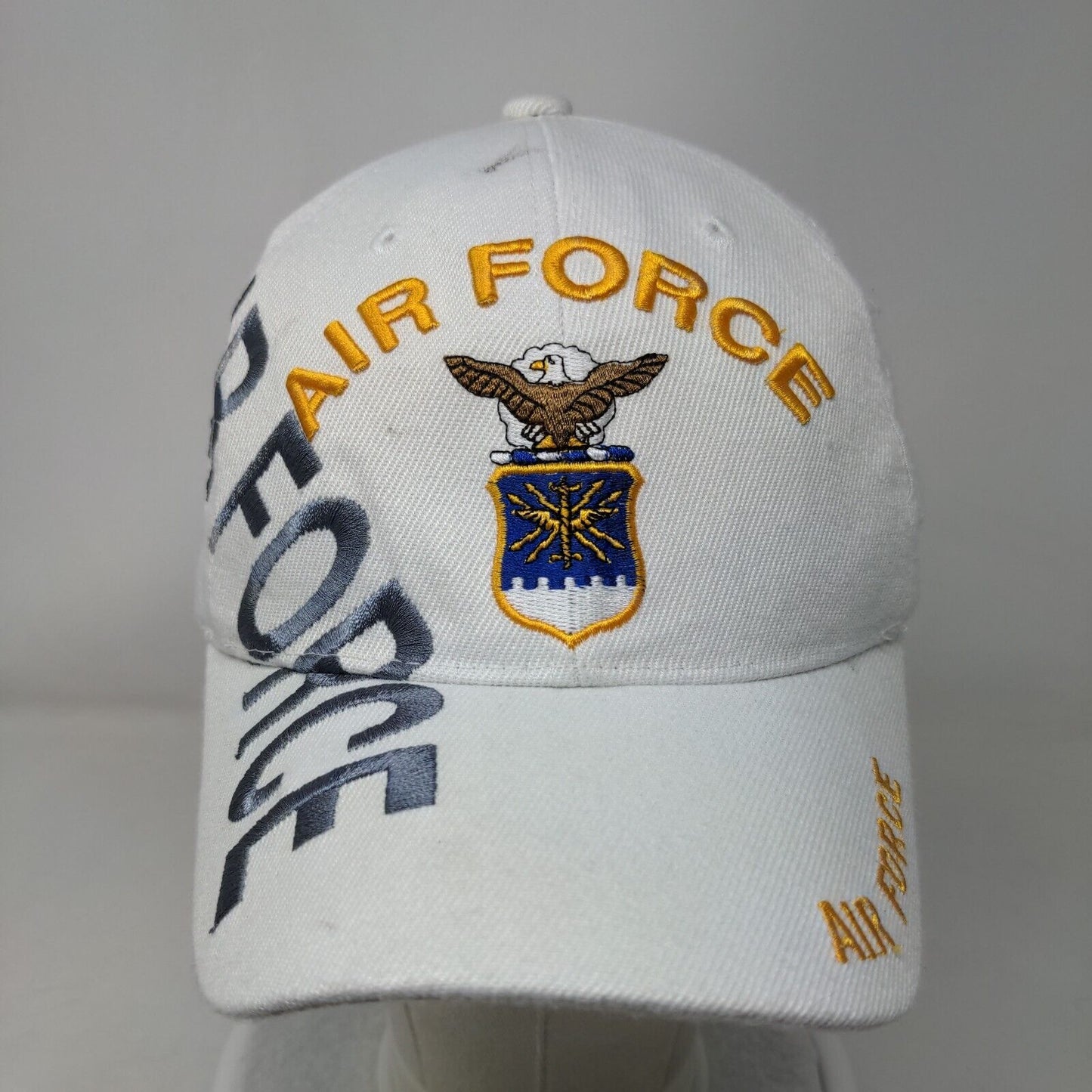 Air Force Strapback Hat White One Size Embroidered U.S. Warriors