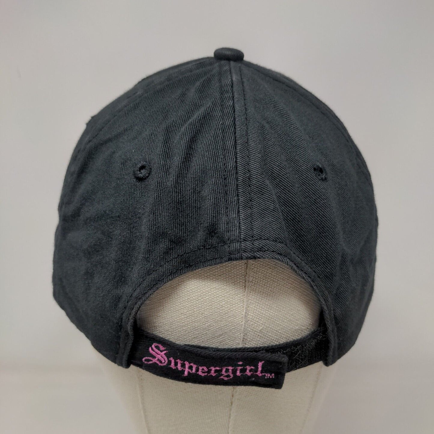 Supergirl Patch Strapback Hat Black Youth Adjustable Vent Holes