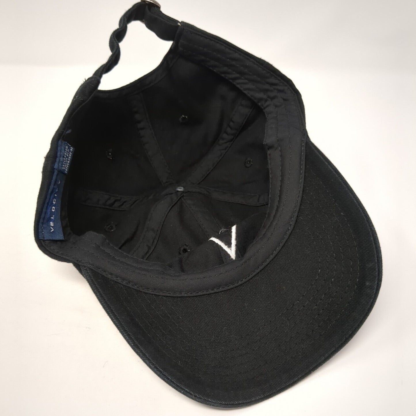 Velocity Slideback Hat Black One Size Adjustable Embroidered 6 Panel Cotton