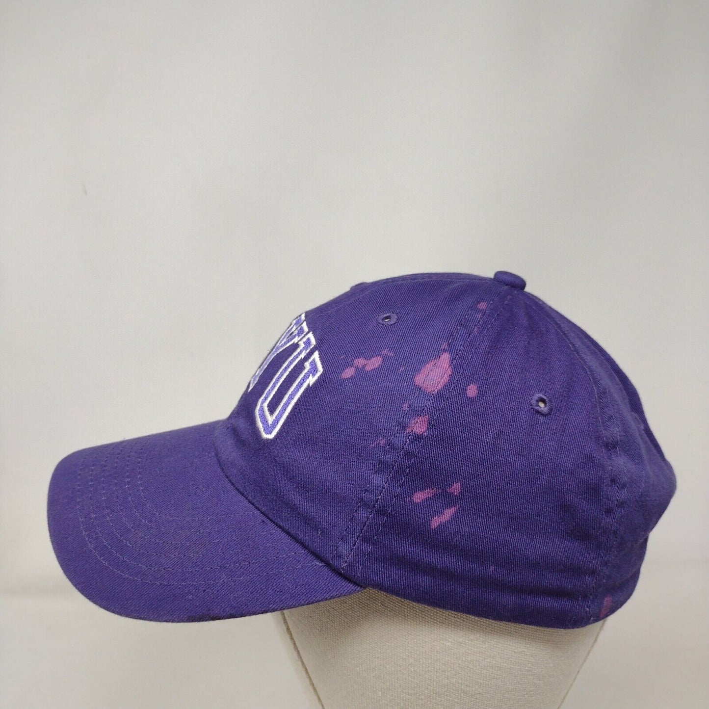 NYU New York University Slideback Hat Purple OSFA Embroidered Distressed