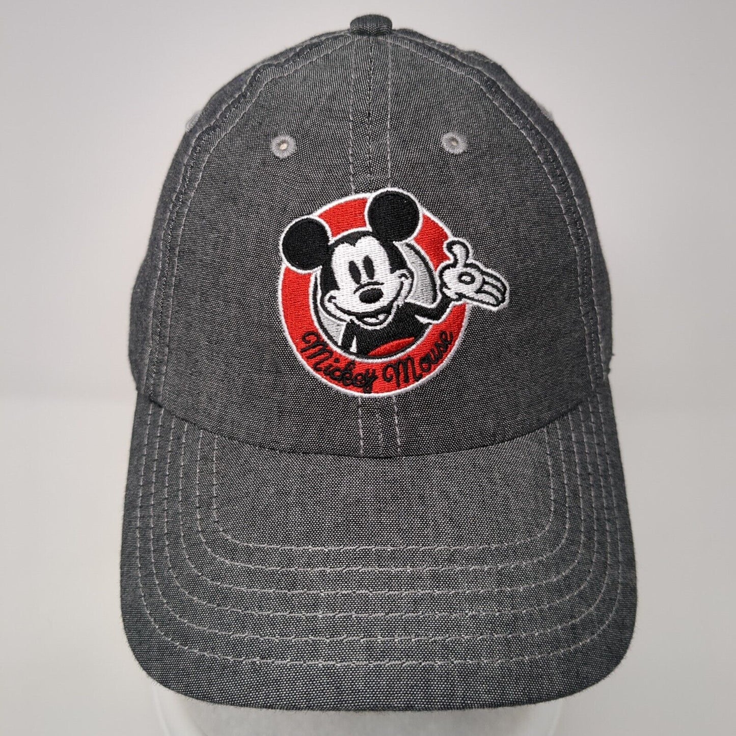 Mickey Mouse Slideback Hat Gray One Size Adjustable Disney 6 Panel