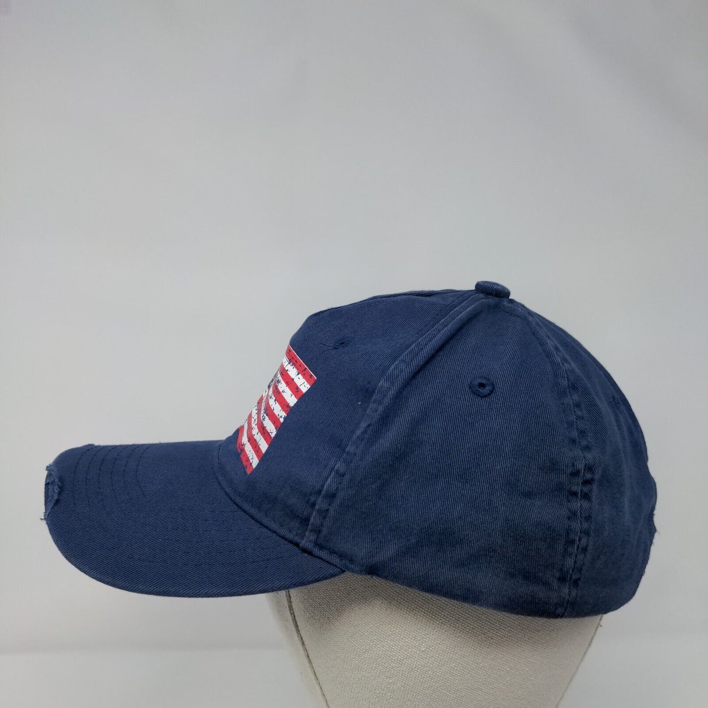 American Flag Strapback Hat Blue OSFA Adjustable Embroidered CAT
