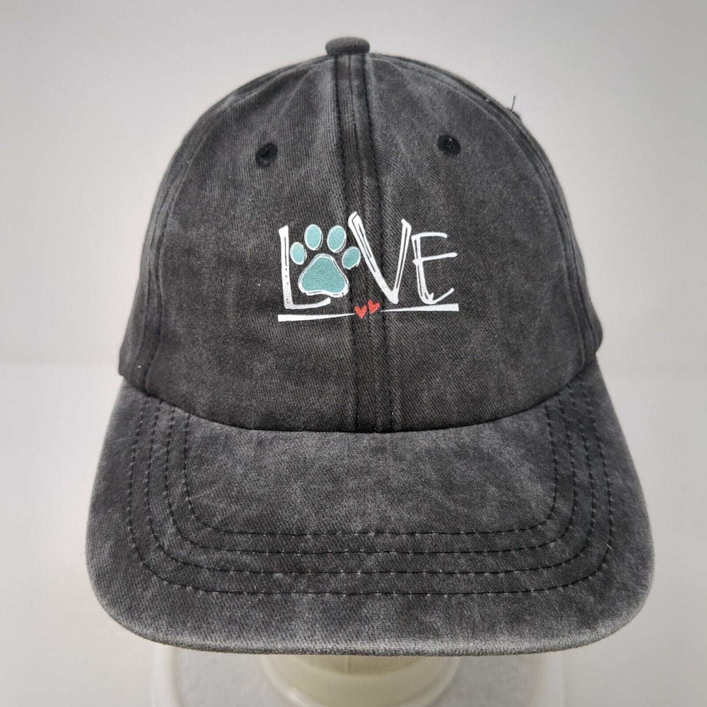 Love Slideback Hat Gray One Size Adjustable 6 Panel Vented Holes Cotton