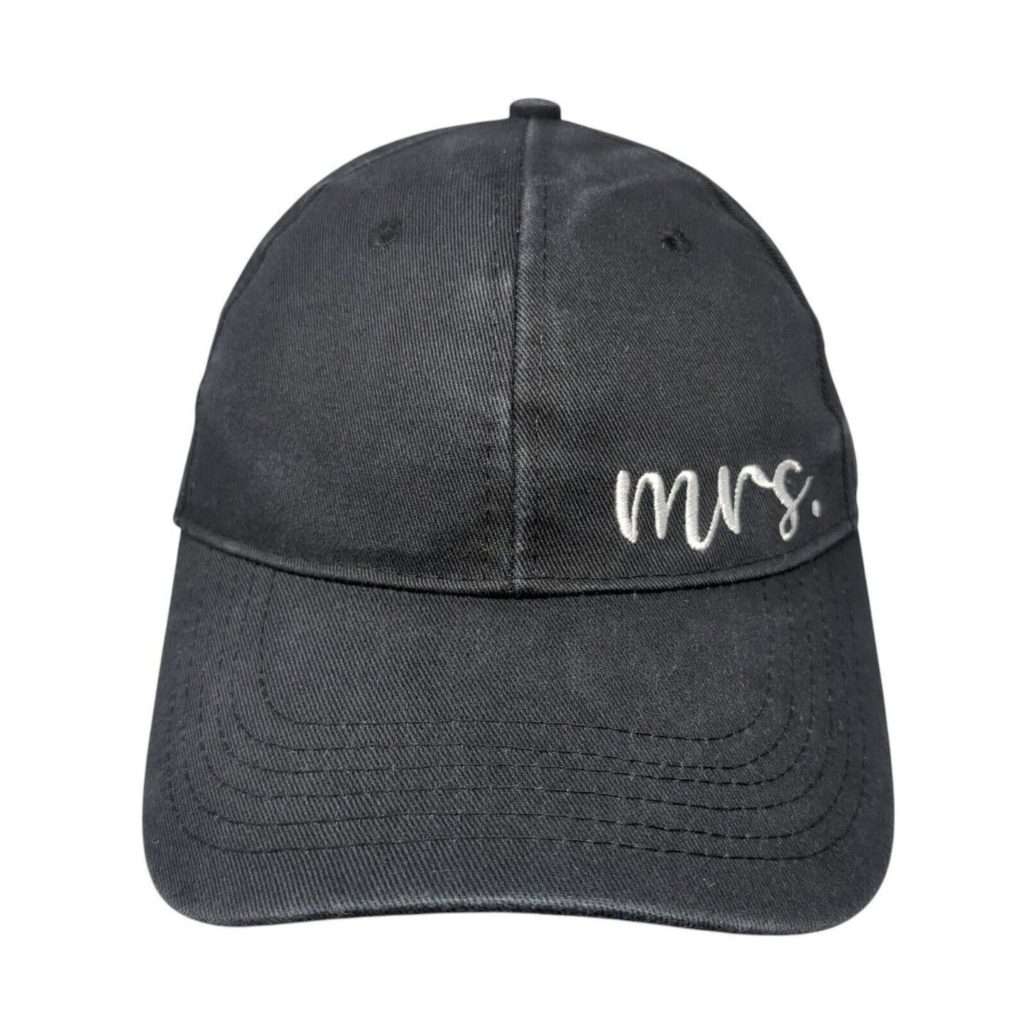 Mrs. Slideback Hat Black One Size Adjustable Embroidered 6 Panel Cotton