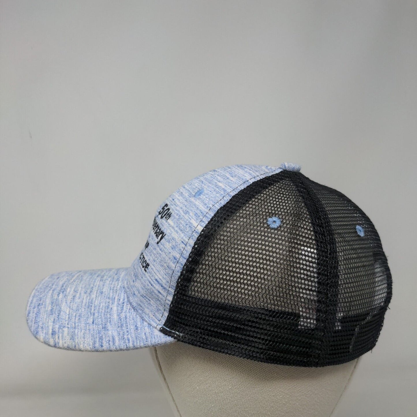 50th Anniversary Of NP Practice Strapback Trucker Hat Blue One Size Mesh Back
