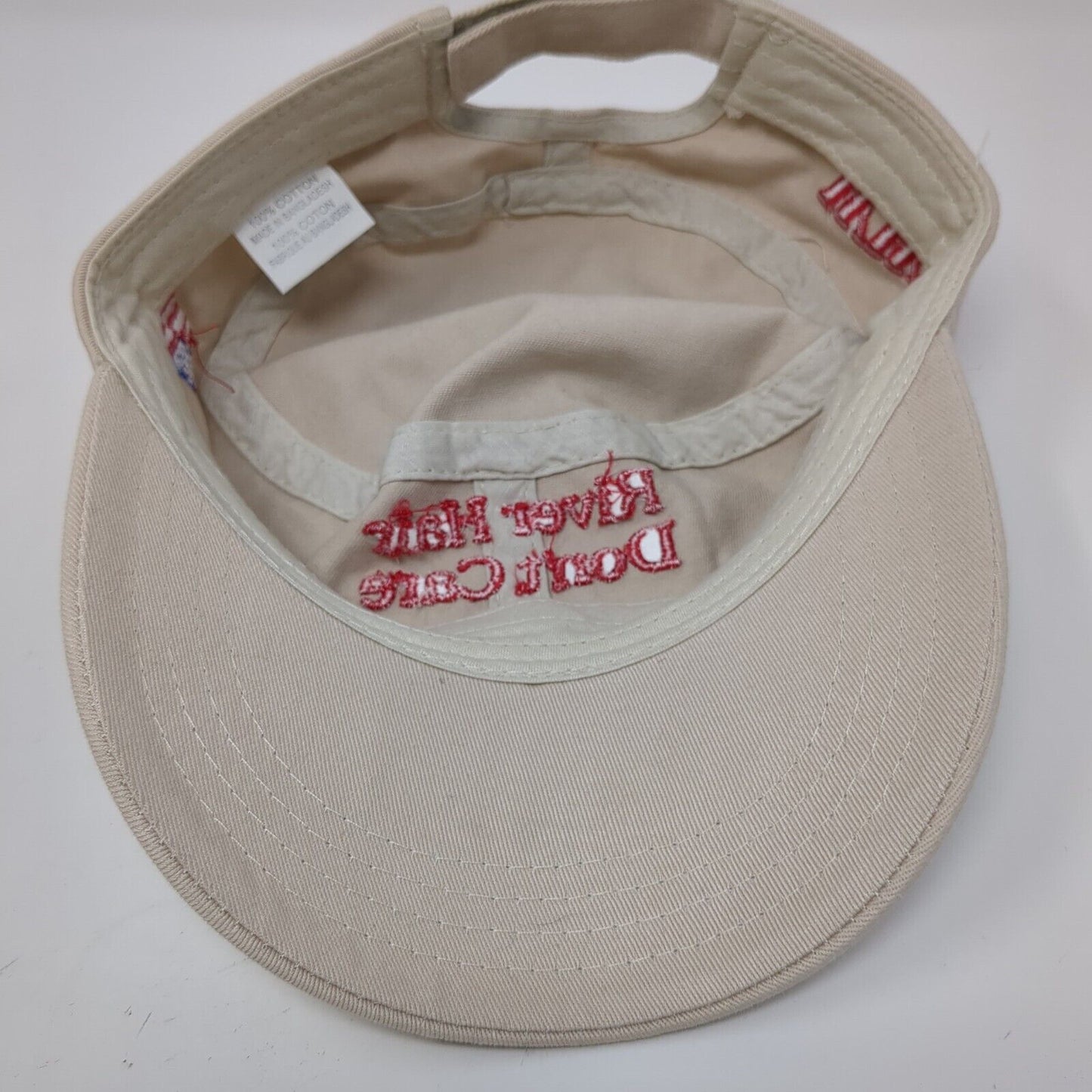 River Hair Don't Care Strapback Cadet Army Hat Tan One Size Embroidered