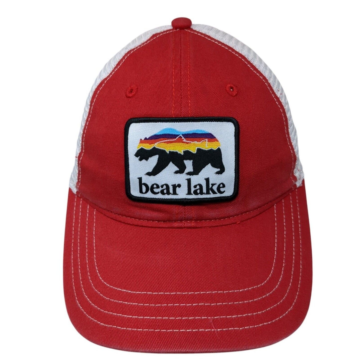 Bear Lake Patch Snapback Mesh Back Trucker Hat Red M/L Richardson