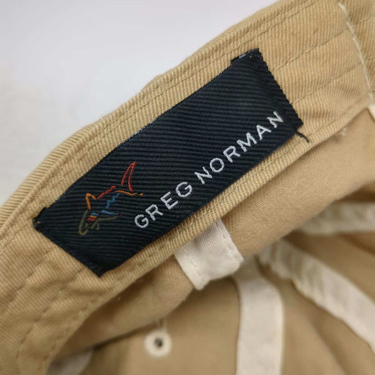 Greg Norman Baseball Cap Beige One Size Shark Logo Cotton Contrast Stitching Hat