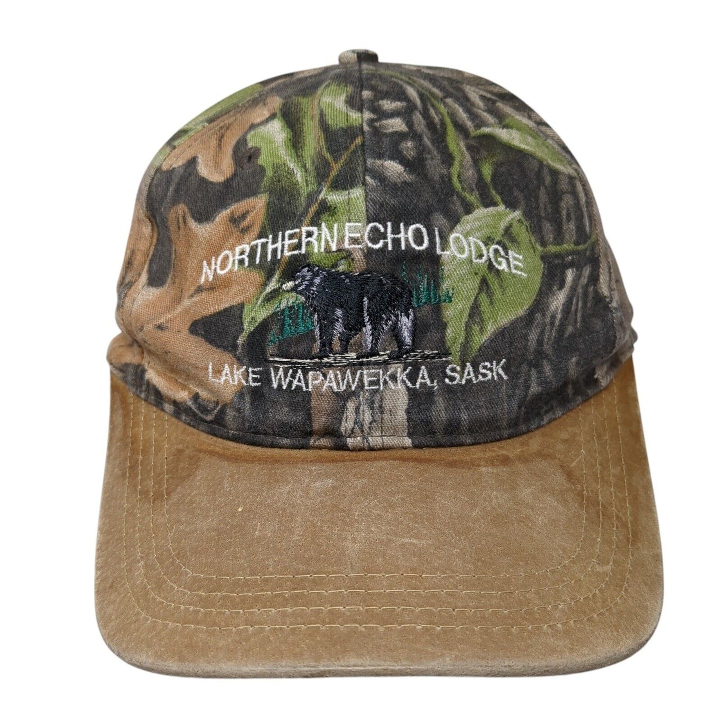 Northern Echo Lodge Lake Wapawekka Sask Slideback Hat Camouflage OS Adjustable