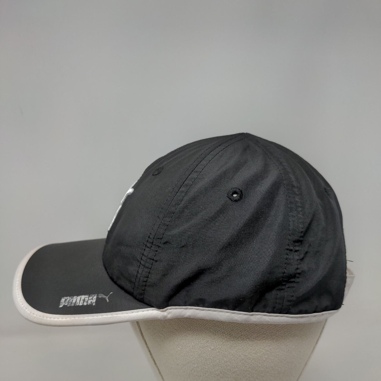 PUMA Strapback Hat Black OSFA Embroidered Adjustable 6 Panel Vent Holes