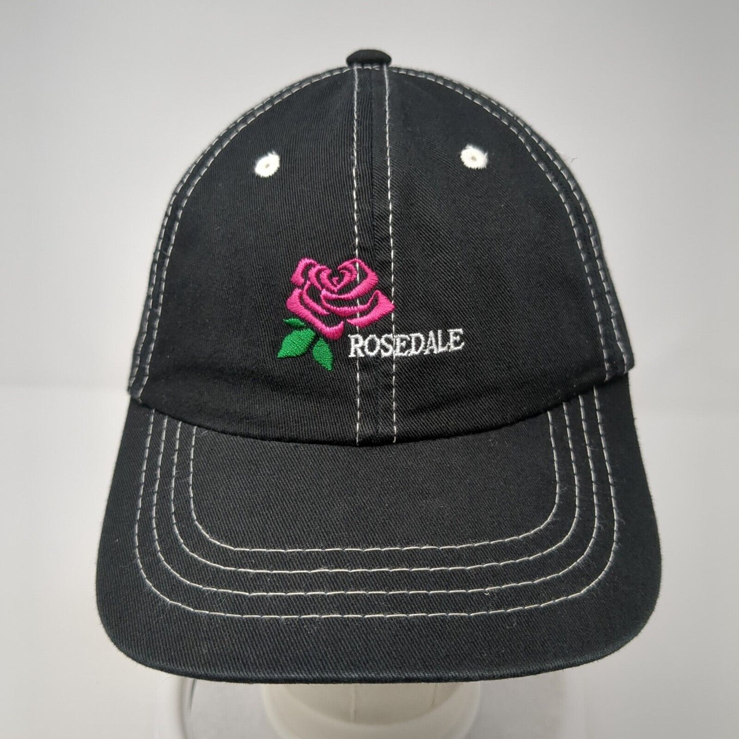 Rosedale Slideback Hat Black One Size Adjustable Embroidered Floral Town Talk