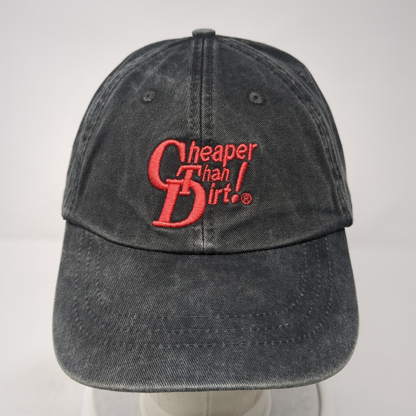 Cheaper Than Dirt! Slideback Baseball Cap Gray One Size Adjustable Embroidered
