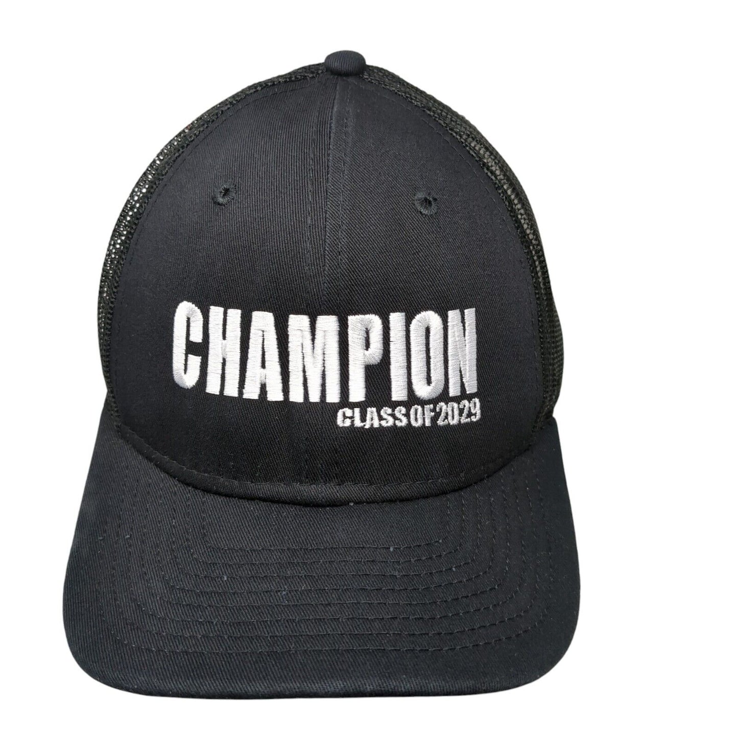 Champion Class of 2029 Snapback Mesh Back Trucker Hat Black OSFM New Era