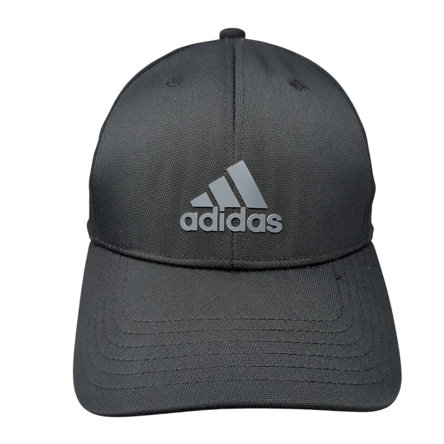 Adidas Strapback Hat Black One Size Adjustable 3 Stripes Logo 6 Panel