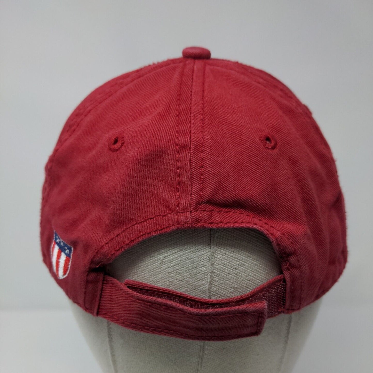 American Flag Strapback Hat Red OSFA Adjustable Embroidered Hybrid