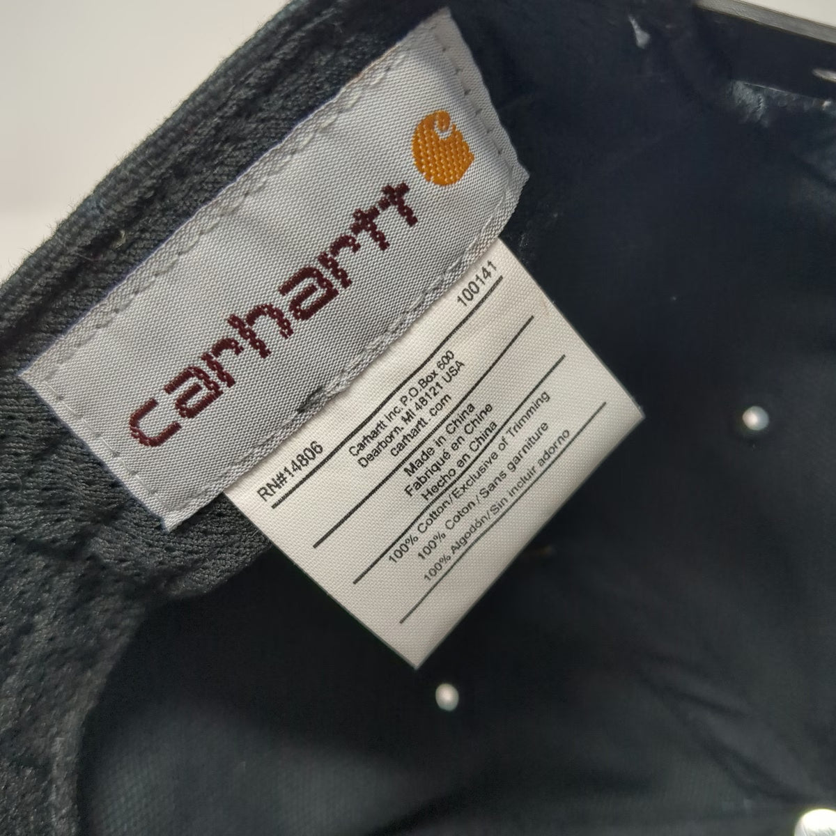 Carhartt Snapback Black One Size CCR Embroidery Flat Brim Cotton Workwear Hat