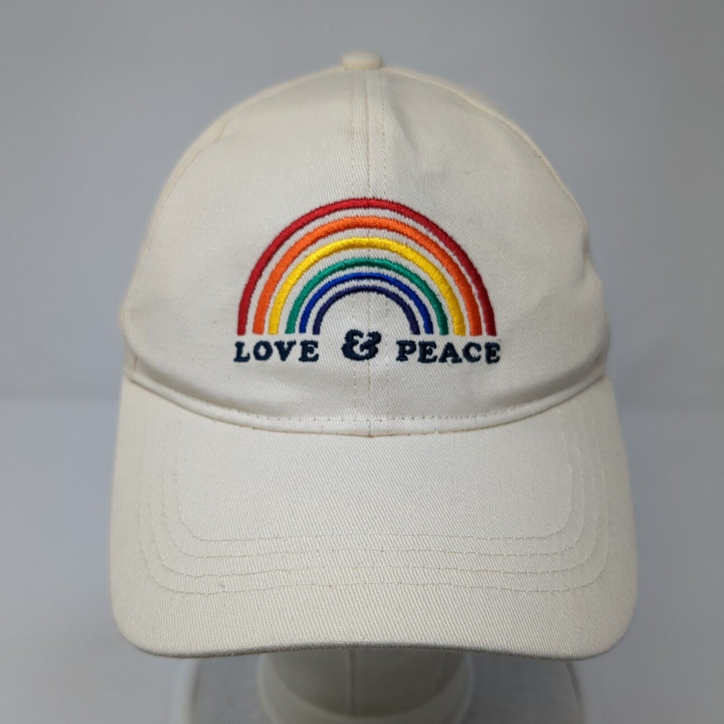 Love & Peace Rainbow Slideback Hat Tan One Size Adjustable Sonoma