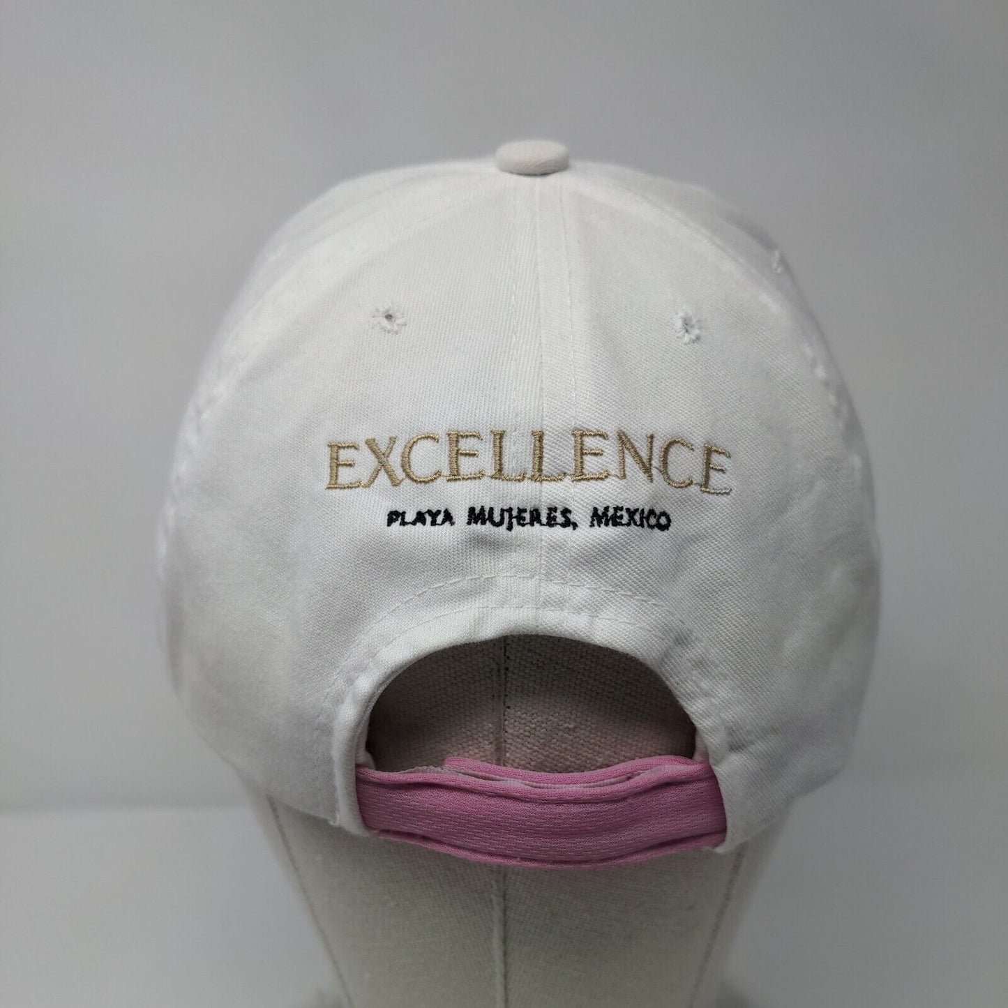 Excellence Playa Mujeres Mexico Strapback Hat White One Size Embroidered