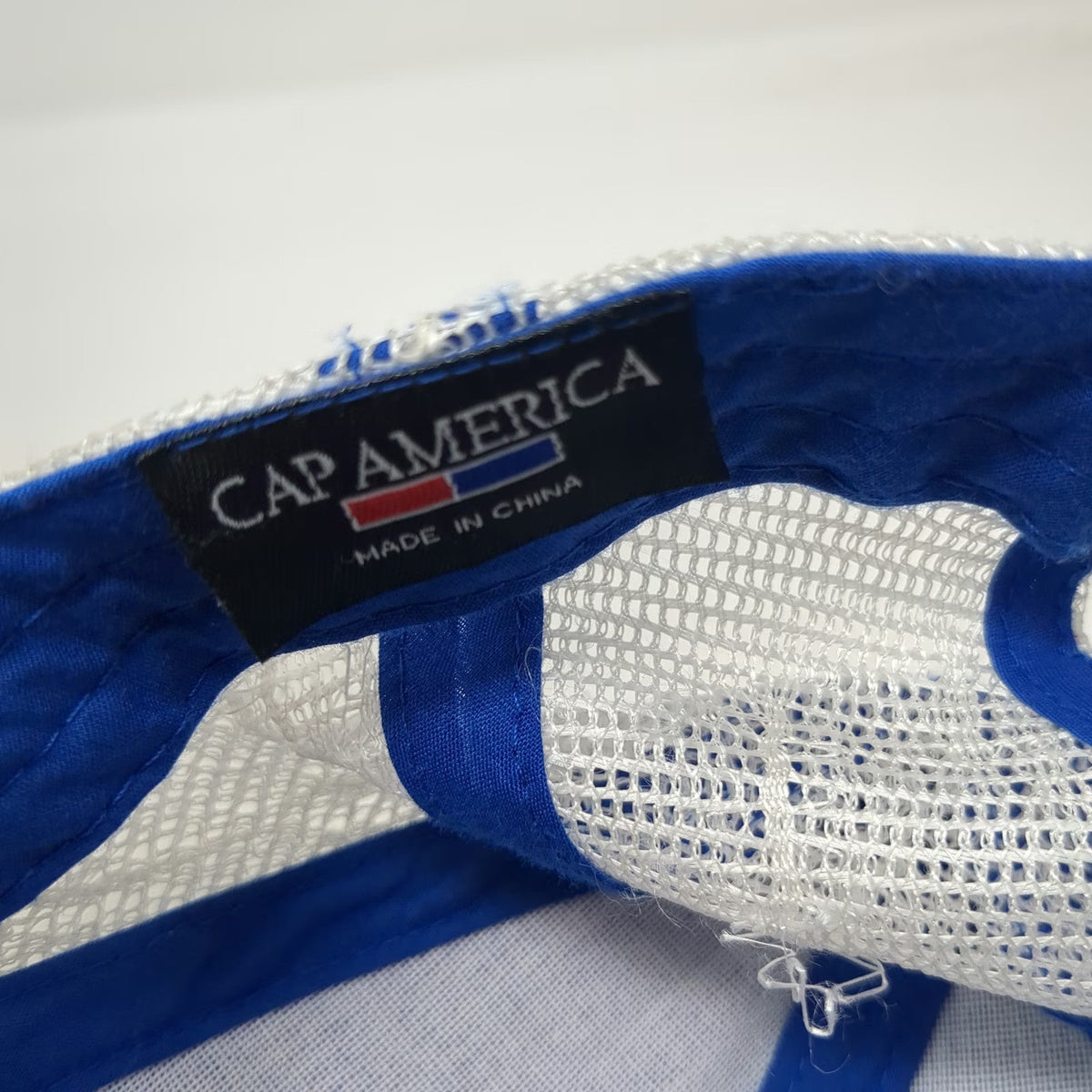 Cap America Trucker Hat Blue One Size Pabst Blue Ribbon Beer Mesh Back Snapback