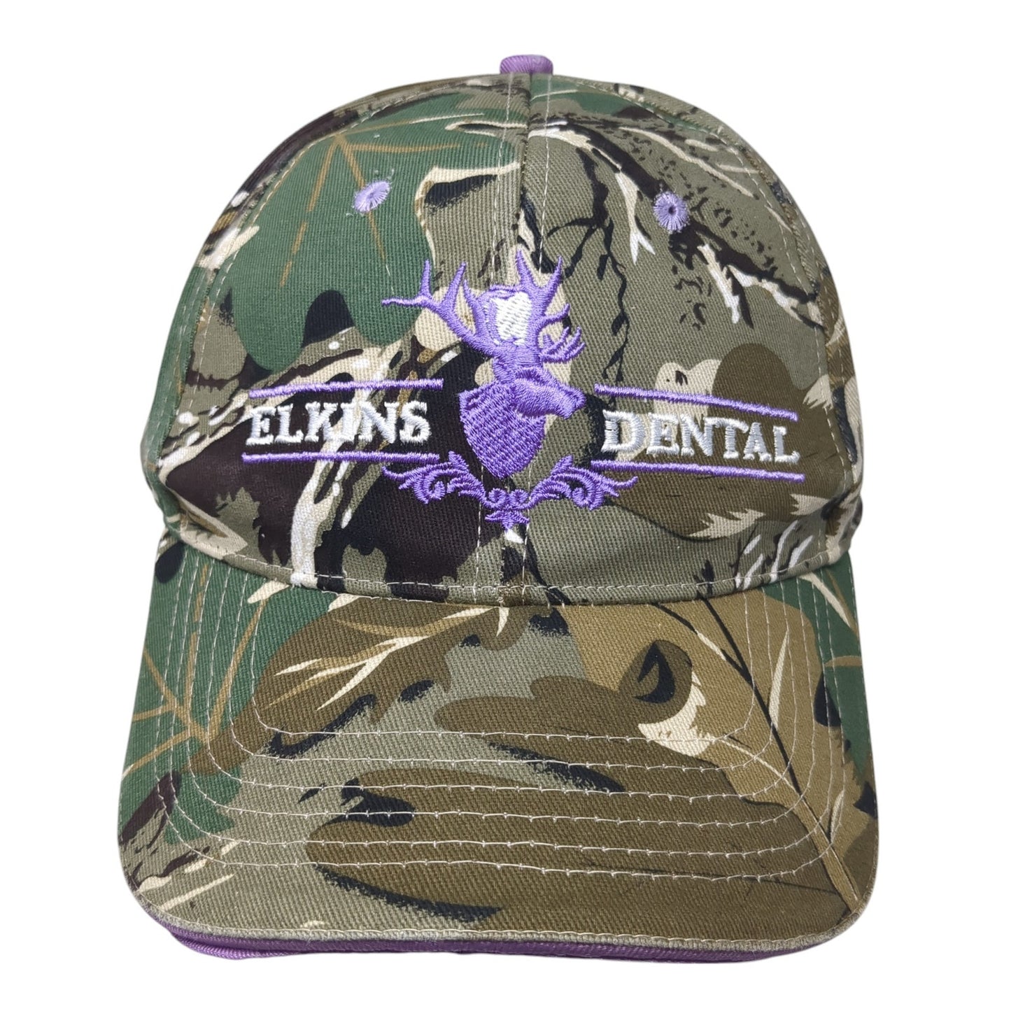 Elkins Dental Strapback Hat Multicolor Camo One Size Embroidered Hunting