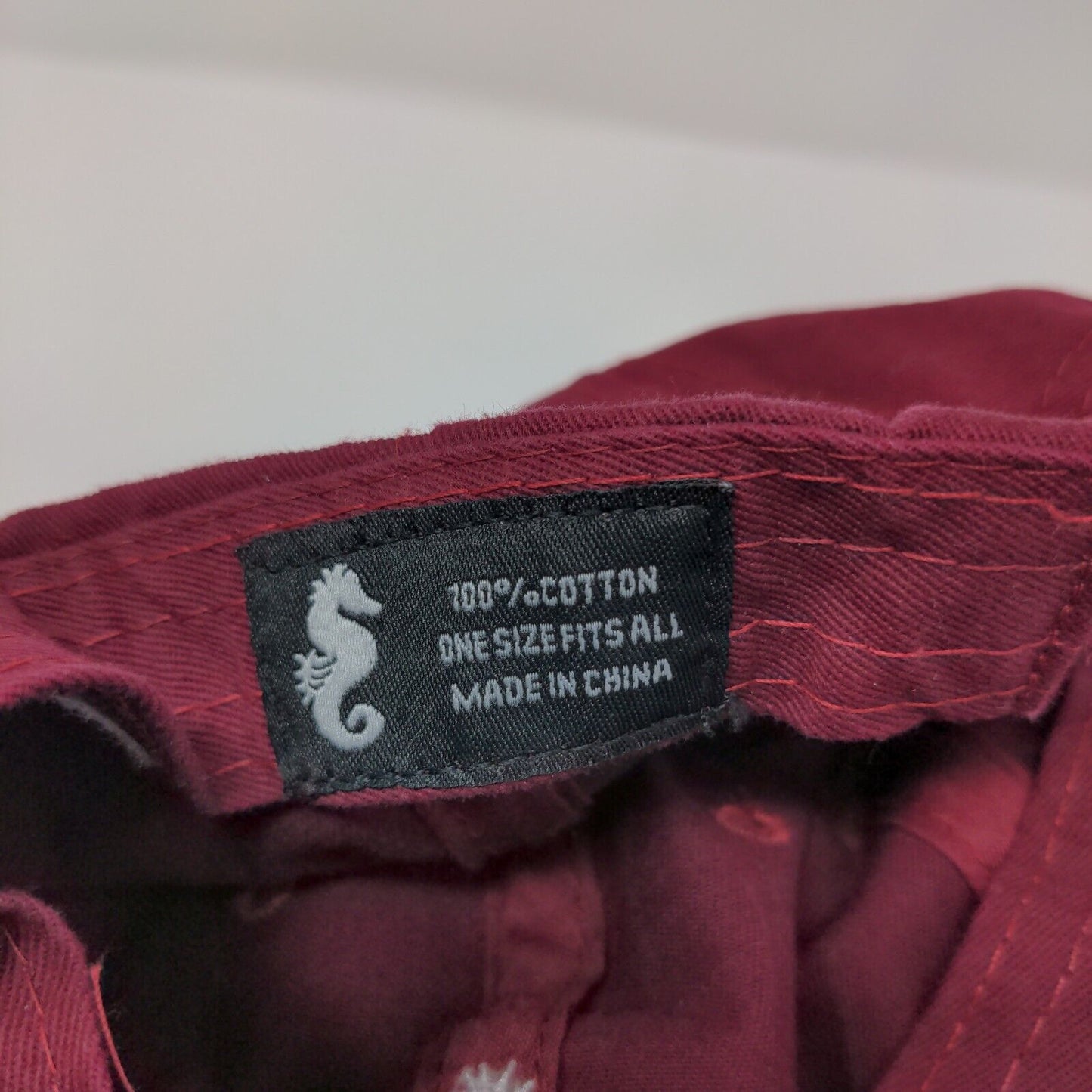 Sunny Co. Seahorse Strapback Hat Red OSFA Adjustable Embroidered
